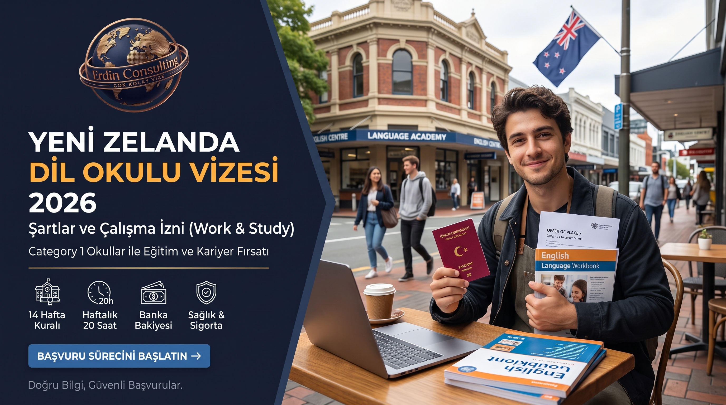 Yeni Zelanda Dil Okulu Vizesi 2026: Şartlar ve Çalışma İzni